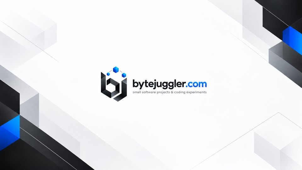 bytejuggler.com banner with isometric slabs