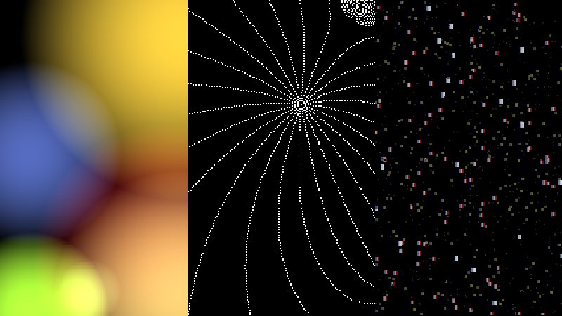Plasma blobs, electric field lines and a star field rendered by the HTML5 ports