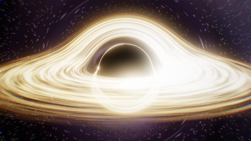 Space Travel: an accretion disc bent around a black hole