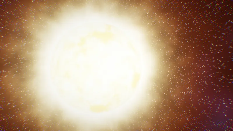 A boiling stellar surface with corona and flames